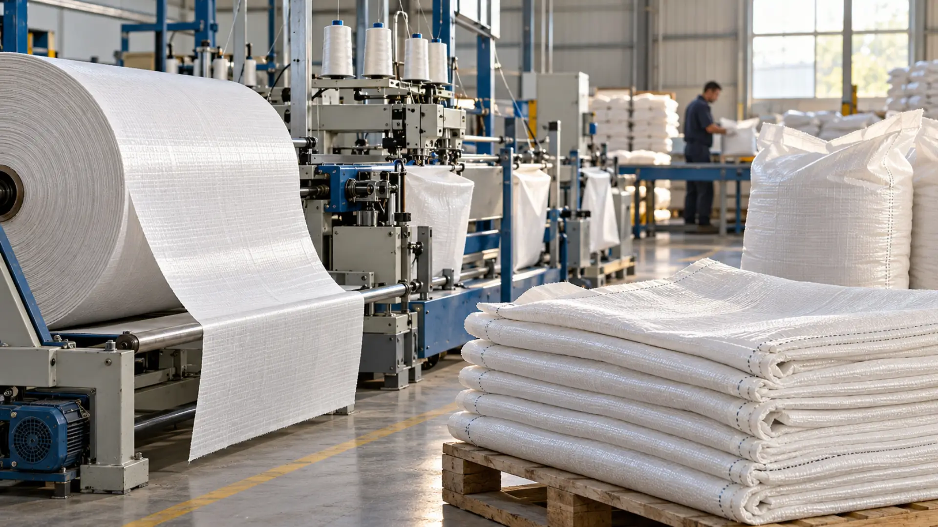 Thasë të endur dhe pajisje për prodhimin e ambalazheve industriale